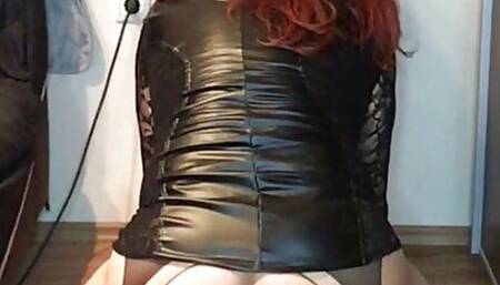 Amateur CD sissy rides BBC dildo