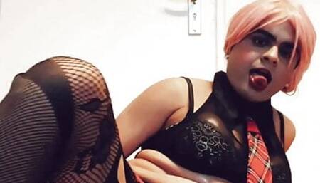 Sissy Slave Femme Sandy anal play in Chastity