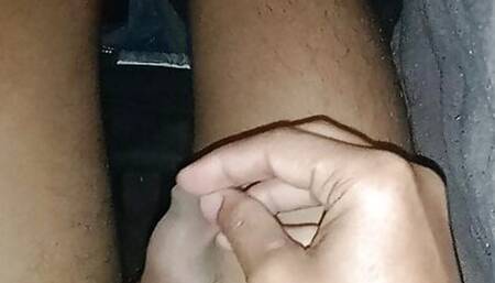 Having fun with big dick by hand
