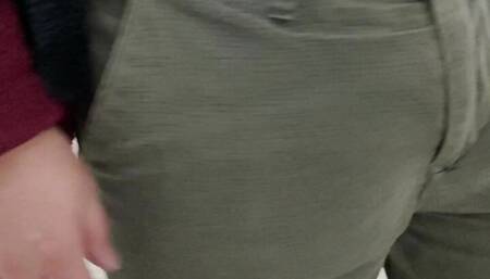 Spying a young daddy pissing in a public toilet in close up shots with a hot hairy brown cock