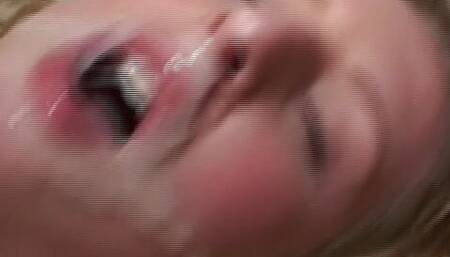 A slim German blonde loves receiving a double cumshot