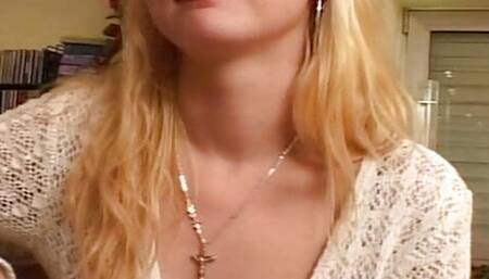 Amazing German girl eating cum in POV from a hard cock