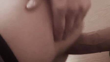 Anal sex with double layered huge dildo