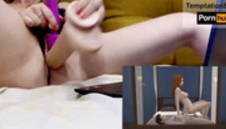 Destroying my Tight Pussy with a Huge Dildo Watching the Sims 4 Porn and Dreaming about a Real Dick