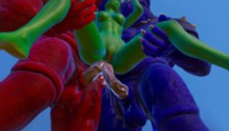 Furry Monsters and Alien Double Anal Squirting Orgasm