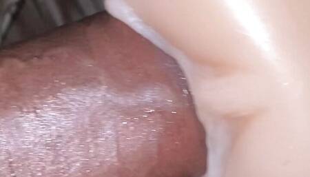 Big dick edging and moans while creampie fleshlight