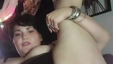 Bbw bwet is waiting for Santa to fill up her stocking this year and is practicing with her BBC dildo in her juicy pussy