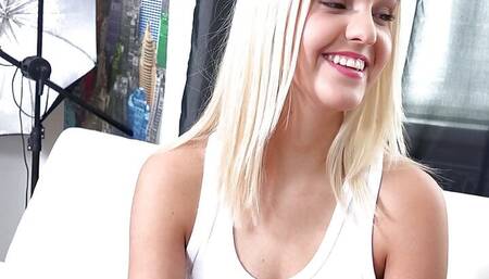 Young blonde girl gets fucked by attractive man at casting