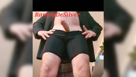 Master Ramon jerks off in a sexy black outfit and boots, lick slave!