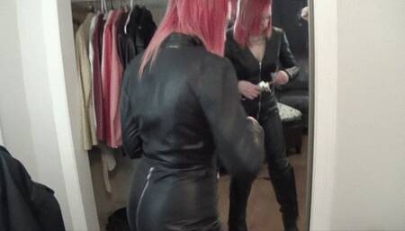 Leathered-Up Biker Chick Kourtney Smokes and Does Her Makeup in the Mirror