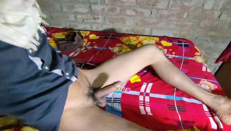 Indian Big Cock massaging on the Bed