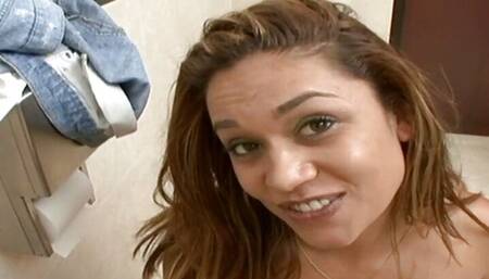 Kaylina Rose sucks her dick in the bathroom until he