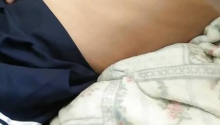 a young handsome man cums in a skirt and women's panties