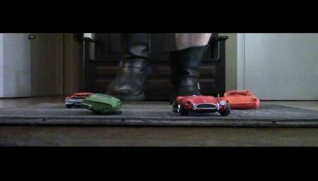Biker boots crush model cars