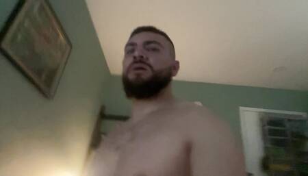 Hairy bearded man having sex