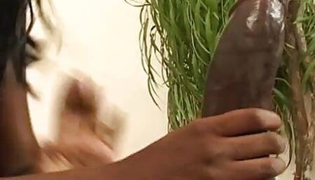 Beautiful black skin loves to fuck her big black dick
