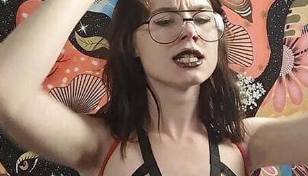 Goth girl in lingerie and bondage dances and sings to Hrs & Hrs by Muni Long