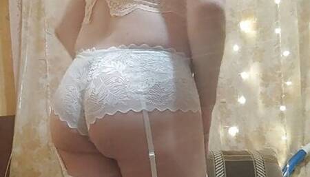 MakssiCD in white lingerie