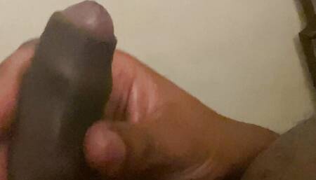 Chubby Black Boy Playing With His Uncut Cock