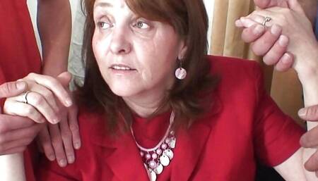 Office threesome sex with old mature boss