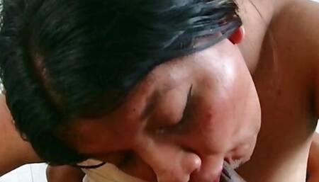 CHUBBY BUSTY SUCKING DICK UP THE THROAT!!, She Sucks Cock All the Time - Face Fucking a Hot Colombian Latina