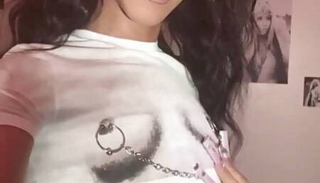 Young Teen Light Skin Tgirl Shemale With Nipple Piercing