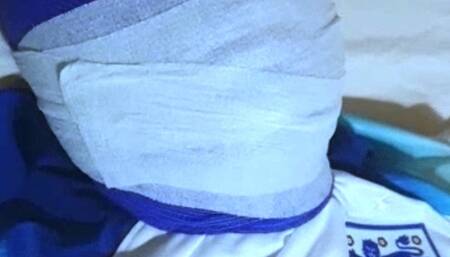 Gagged footballer ready for torment!!