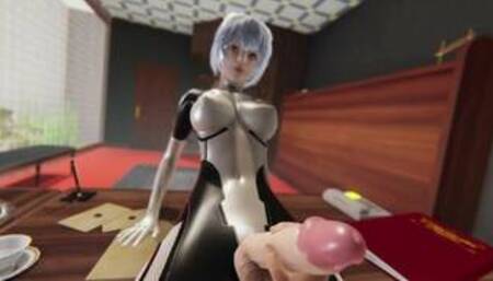 Evangelion: Futa Rei Ayanami fuck you as Misato in the NERV office