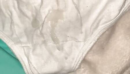 Cum on Helenas white panties