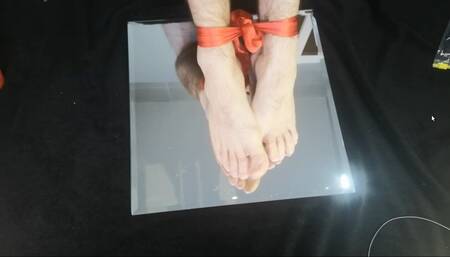 Straight male feet tied in bondage - man foot fetish