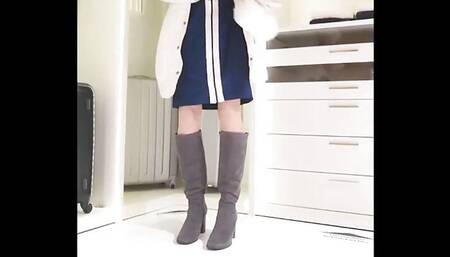 Slutty Cd Bella flashing in Furniture store