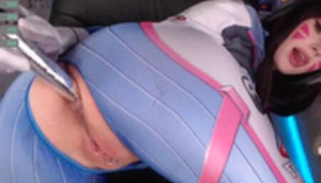 D.Va teen cosplay suck dildo foot fetish footjob masturbate
