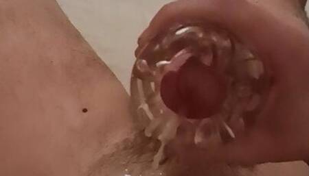 Trying new toy Fleshlight Quickshot after long brake , big cumshot