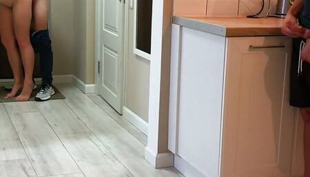 Delivery Man Cum on Tits while my Husband Watching - LuvGaru