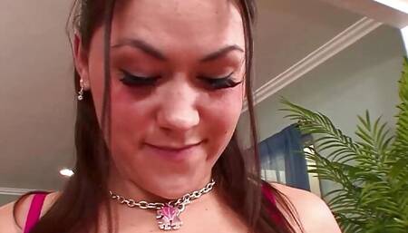 Latina babe Kandi Milan gets her face covered in jizz after