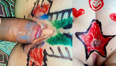 Extreme pussy and anal tattoos fucked hard with big creampie and cum in mouth