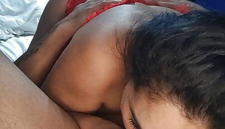 Hot Latina milf knows how to gag and spit all over a juicy big cock