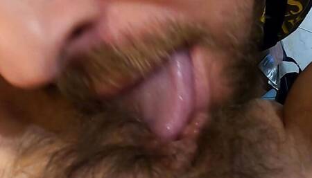 Trailer Cum on my hairy pussy