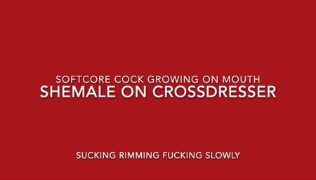 SOFT COCK GROWING ON MOUTH SHEMALE ON CROSSDRESSER SUCKING RIMMING FUCKING SLOWLY