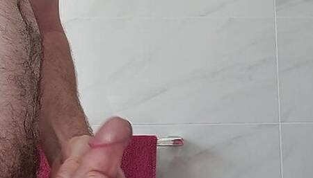 After shower wank huge cum big cock