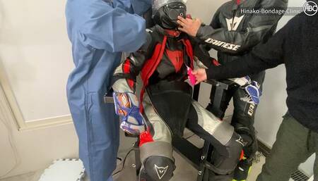 Leather Bike Suit Bondage Chair (At the Meetup)