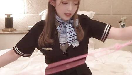 SM play course for beautiful Japanese cabin attendants
