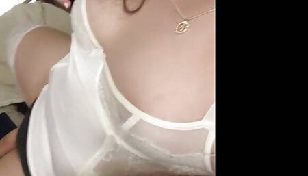 TS Lola Ess in White Corset Stricking