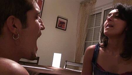 Tell me how delicious my spit is as it runs down your throat loser - Nasty Natascha & Her pathetic Ex - HD MP4 Clip