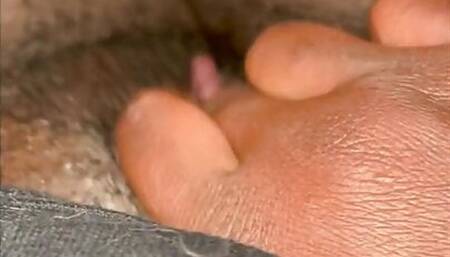 Rubbing my big clit to a throbbing orgasm