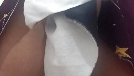 smearing moisturizing milk on her tits and ass