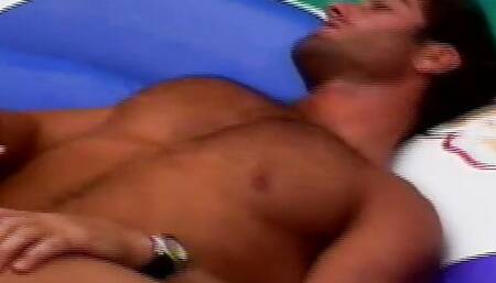 pool bunny slips down panties and shows her bare cunt