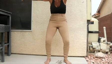 INEED2PEE IPOD Loosey is so desperate to pee wetting tan pants