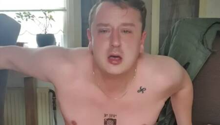 Pathetic faggot Marcel Lokken sniffing poppers and riding big black dildo.