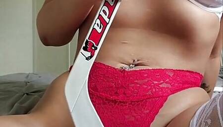 Canadian puck slut has fun with her hockey stick and gets herself off. scarlet winters OF leak